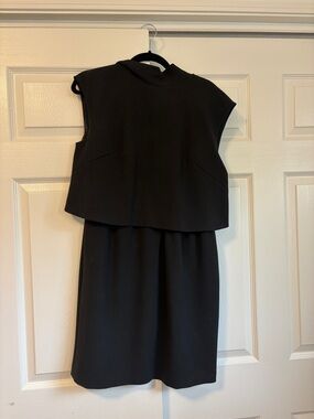 Anthropologie Black Sleeveless Cropped Overlay Dress